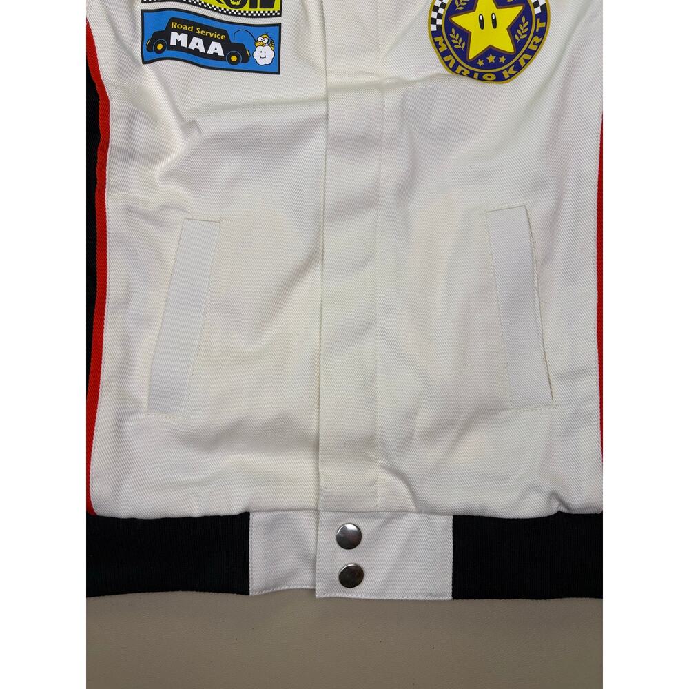 Mario Kart Racing Jacket Kids XS White Snap Front Nintendo Bomber NWT - Picture 4 of 8